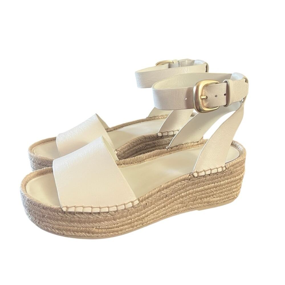 Vince Belisa Leather Wedge Espadrille Platform  Sandal In Milk NEW Size 9.5 - Picture 8 of 11